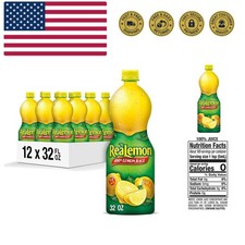 100 Lemon Juice, 32 fl oz bottle Pack of 12, Made with Lemon Juice from Conc...