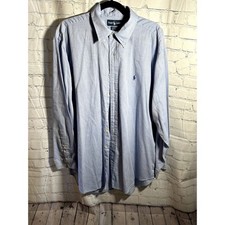 Ralph Lauren Yarmouth Mens 17-34 Blue Oxford Button Down Long Sleeve Cotton