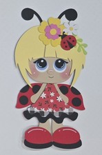 Ladybug Girl Blonde Hair, Blue Eyes. Scrapbook, Card Making Paper Piecing