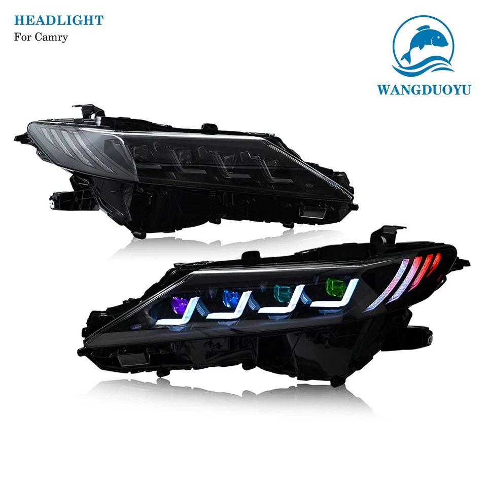 Headlights for Toyota Camry 2018-2024 LE/SE/XLE/XSE/TRD (RGB Quad Projector) - Image 2 of 4