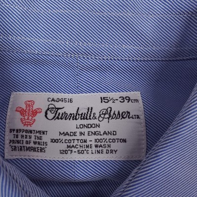 Vintage Turnbull & Asser Shirt Mens 15.5 Blue French Cuff Button