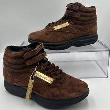 Reebok Freestyle 80  s High Top Sneakers Brown Suede Streetwear Aerobic Size 6.5