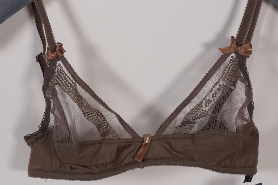 Vintage La Perla Corsetteria Soutien-Gorge Femme Couleur Brun Taille 70 A - Photo 2/4