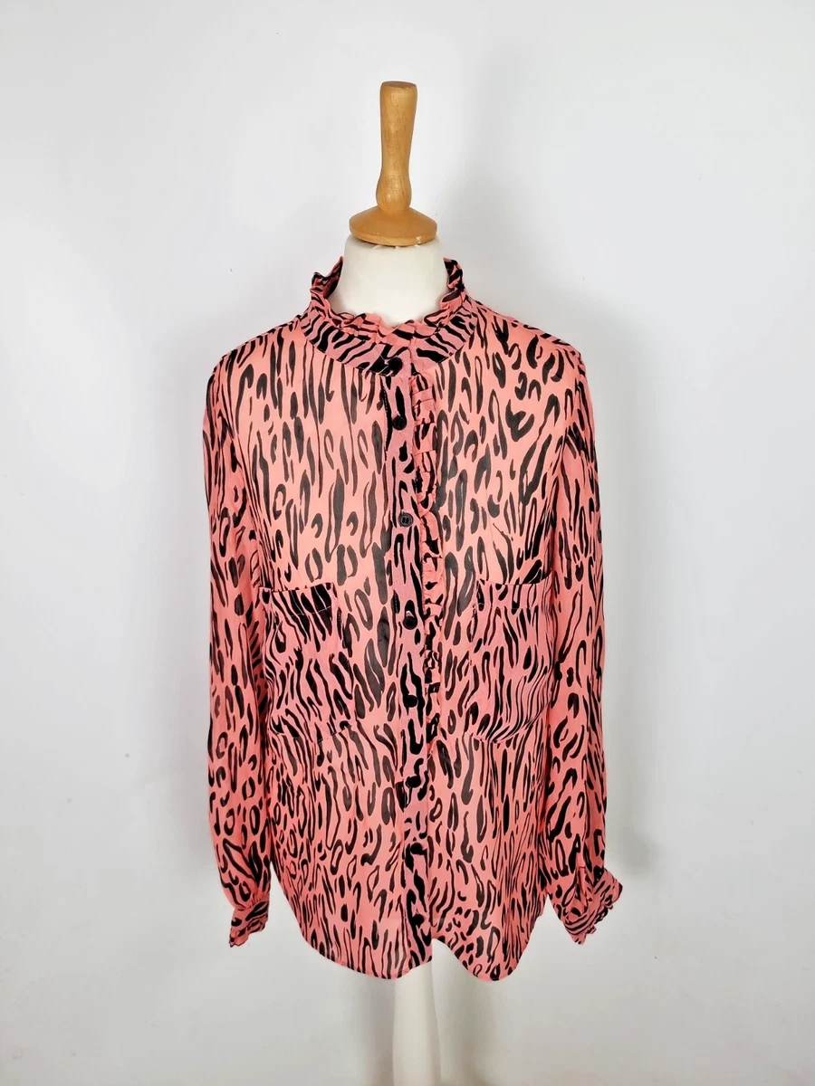 Camicia Donna In Velluto A Coste Con Stampa Leopardata - Oversize, Maniche Lunghe, Tasche, Per Autunno/Inverno