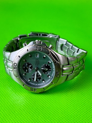 #ad Pulsar Chronograph 100M Watch Japan YM92 x013 Men#x27;s New Battery $40.75