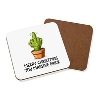 Gift Base Merry Christmas Kaktus GeträNkeuntersetzer 9X9 Cm Lustig Rude Dad