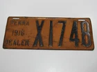 VERY RARE 1916 PENNSYLVANIA DEALER LICENSE PLATE TAG PA PENNA GAS OIL METAL AUTO
