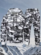 Men s Camouflage Tracksuit Set Hoodie Pants Winter