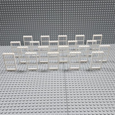 LEGO Bulk White Window Lot 20x 1x4x6 Frames 57894 w/ Trans Clear Glass 57895