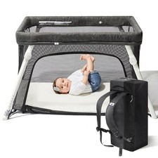 Travel Crib with Lightweight Backpack Baby Safe Portable Crib Folding Play Yard