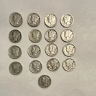17 Mercury Dimes Circulated                Silver 1942 US Coins Lot