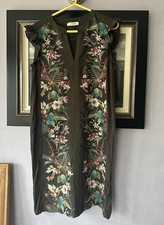 OASIS Fitzwilliam Museum Khaki Floral Tropical Shirt Dress uk size S