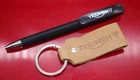 Triumph Motorcycles Keyring Leather + Ballpoint Pen Orig Keychain New