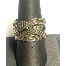 925 STERLING SILVER WIDE BRAIDED BAND RING, ADJUSTABLE SIZE SKY
