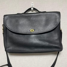 COACH 5265 Business Bag Briefcase Leather Black Gold Hardware Vintage From Japan