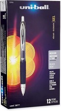 Uni-Ball Signo 207 Retractable Gel Pens, Black Ink, Medium Point,