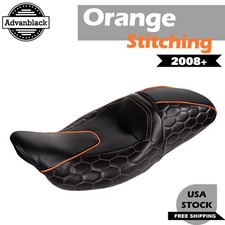 Cobra Seat With Orange Custom Stitching For 2008 Harley Touring By Advanblack Cobra Seat With Orange Custom Stitching For 2008 Harley Touring By Advanblack