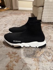Balenciaga Speed Sock Trainers Black White UK9