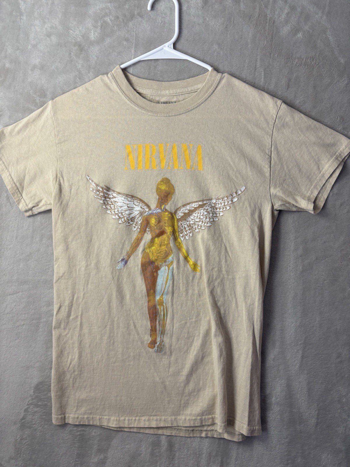 Nirvana In Utero Angel Band T-Shirt Men’s Small Tan Beige Graphic Tee