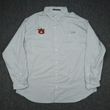 Auburn Tigers Shirt Mens Large White Columbia Super Tamiami PFG Fishing LS