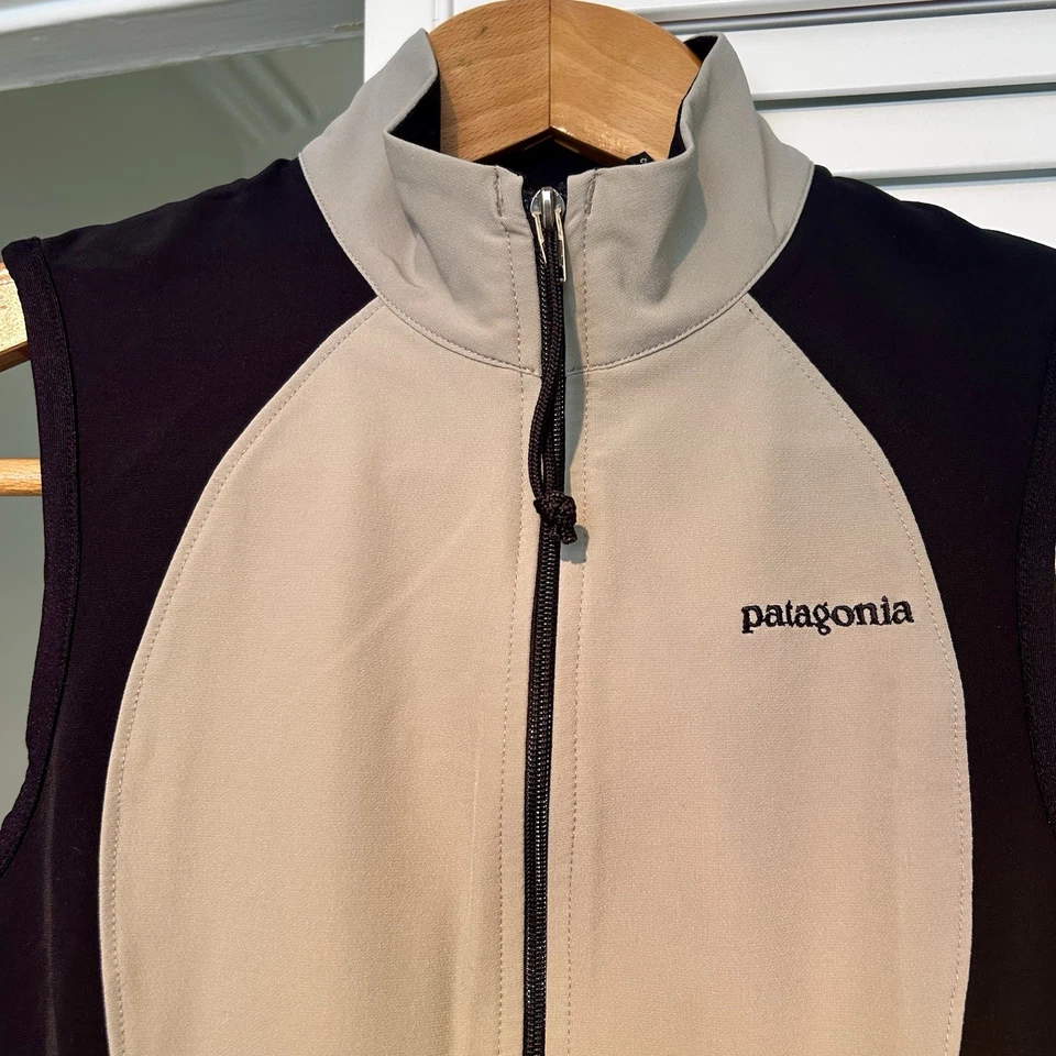 Vintage 90s Patagonia Cycling Hybrid Vest Beige Black Lightweight Women’s XS EUC - Image 2 of 4
