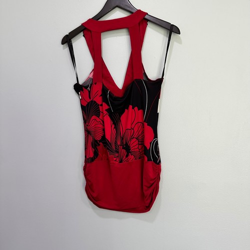 Baby Phat Floral size large Embellished Sleeveless Tank Top Red Black VTG Y2K - Picture 4 of 8
