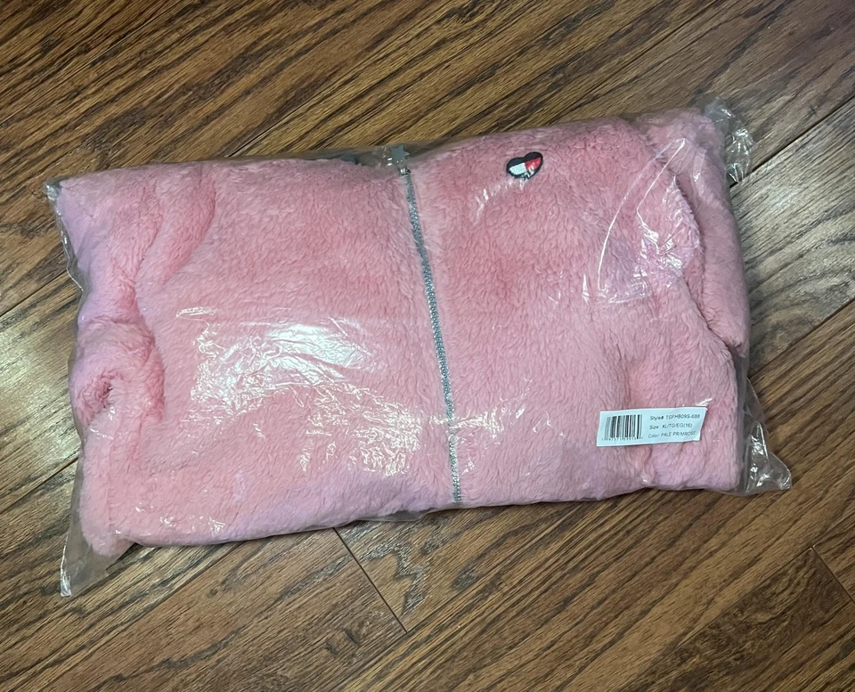 Tommy Hilfiger Sudadera con Capucha Niñas XL 16 Polar Cremallera Completa Sherpa Chaqueta Rosa Primrose Foto 3 de 4