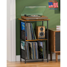 Honkazita Vinyl Record Player Stand for 200 Albums - Solid Wood Turntable Table