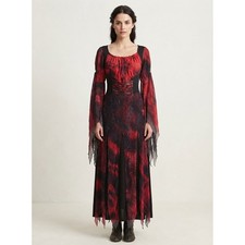 Gothic Vampire Queen Costume Gown Red Black Lace XL 14-16 Halloween Dark Romatic