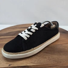 Vionic Hattie Canvas Comfort Sneakers Black Espadrille Trim Women’s Size 8