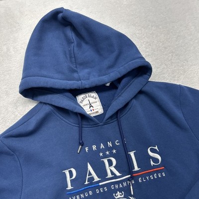Paris Glam Hooded Sweatshirt Adult XL Blue France Avenue Des Champs Elysees 