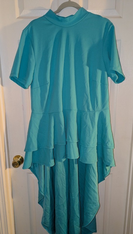 Ashley Stewart Teal Blue Hi-Lo blouse SZ 22-24 Nwot 