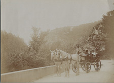 France, horse-drawn carriage on the Pont de Cabasse, vintage print, 1902 provenance