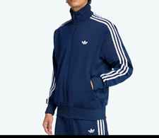 adidas Originals Men's Blue/White 3-Stripes Full Zip Track Jacket Pockets XL