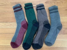 Cerebro Mens Merino Wool Boot Socks Cushioned Mid-calf  Vintage stripe 4 Pair