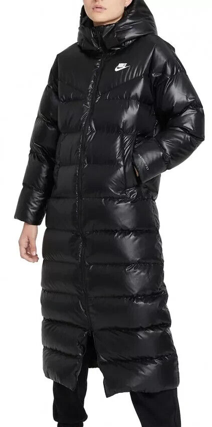 Nike Parka Down Insulated Thermal Hooded Black Long Winter Ski