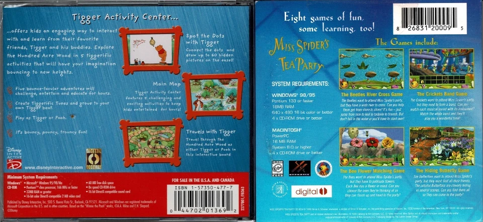 Disney Tigger Activity Center & Miss Spider's Tea Party Pc Both Factory New XP - Image 2 of 2