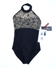 Wear Moi IONA Adult Ballet Dance Leotard Open Back Heart Neck Black Womens XS