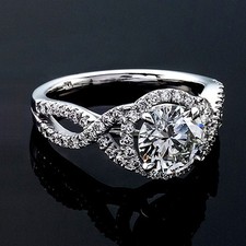 Halo 1.75 Carat E/VS2 GIA Round Cut Natural Diamond Engagement Ring White Gold