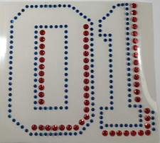 Number One Blue and Red Rhinestud Design