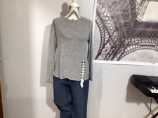 Simply Vera Wang Gray Scoopneck Pullover Side Slit Tie Up Shirt S