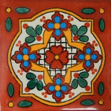 Mexican Tile Folk Art Handmade Talavera Backsplash Handpainted Mosaic # C250