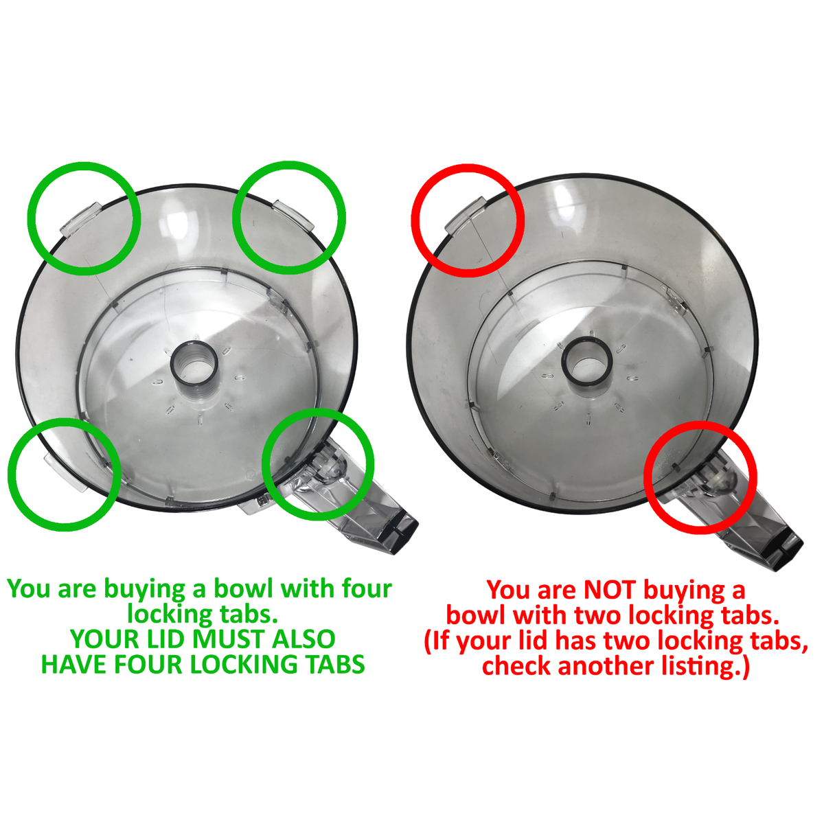 Cuisinart DLC-10 WORK BOWL (4 Lock Tabs) OEM Part # FP-631AGTXT1