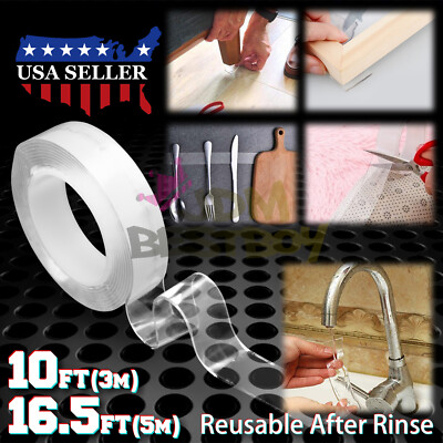 Nano Magic Double-Sided Tape Clear Washable Adhesive Invisible Gel Anti-Slip