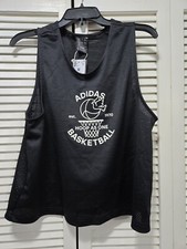 adidas Hoop As One Womens Size Medium Black Basketball Jersey Mesh Top