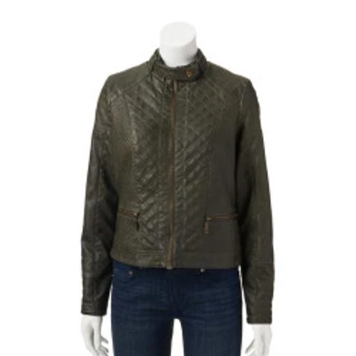 Jou jou faux leather shop bomber jacket
