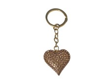 Light Purple  Goldtone Crystal Stone Heart Shaped Pendant Keychain