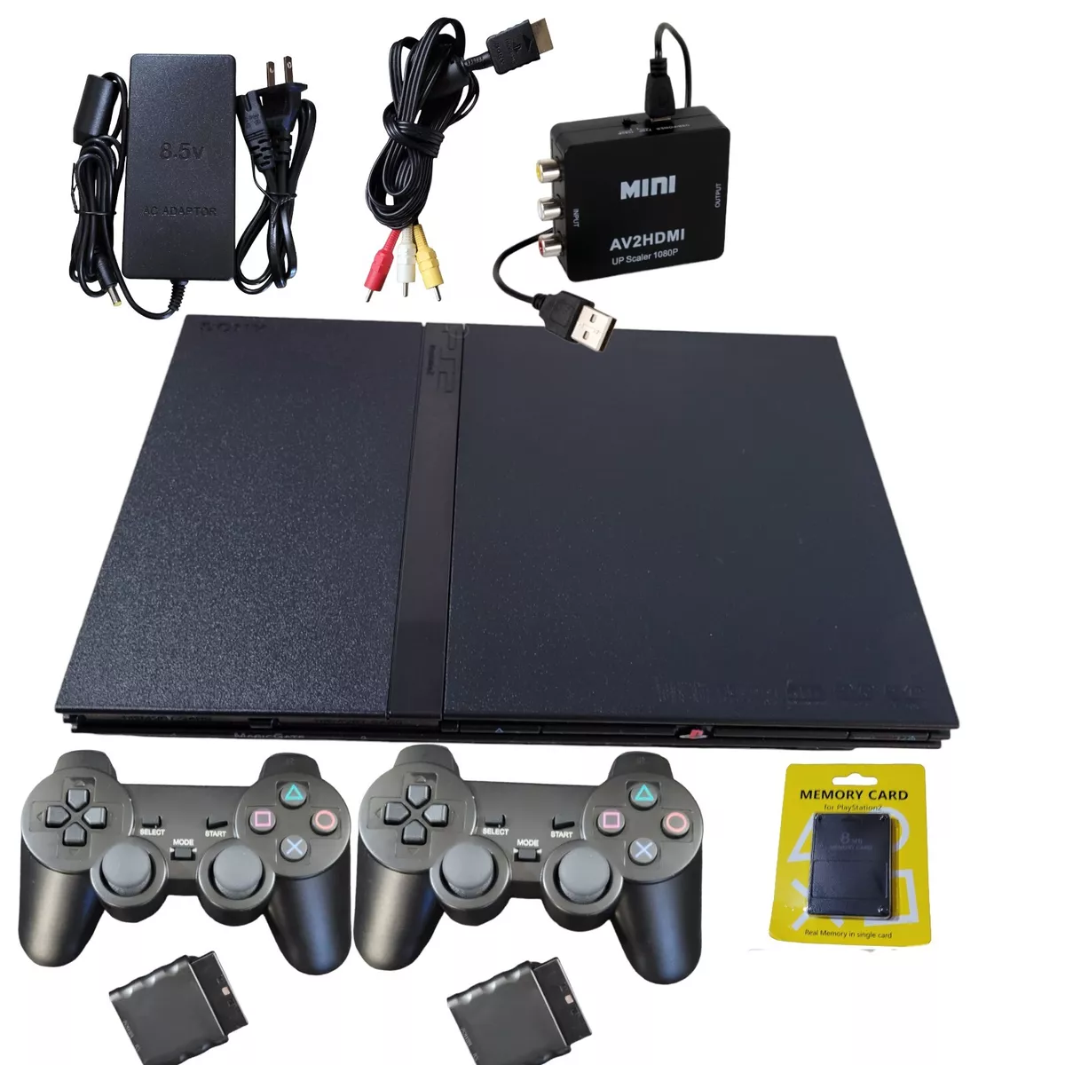 Playstation 2 Slim (PS2) Console - Black - Sony - Bundle - Accessories  Included