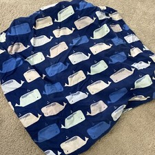 Cloud Island Baby Boy Fitted Crib Sheet Whales Blue Gray White Aqua EUC