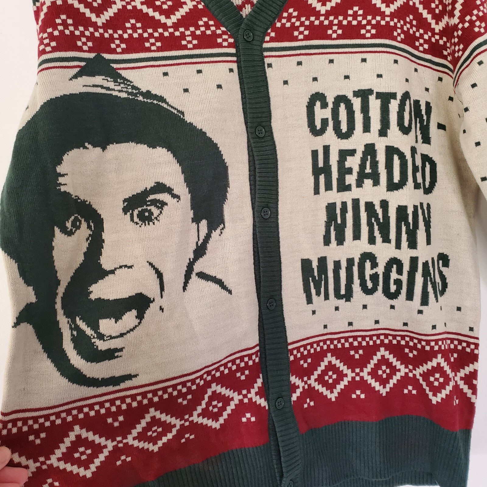 NWOT Elf Movie Ugly Christmas Sweater Cardigan CottonHeaded Ninny